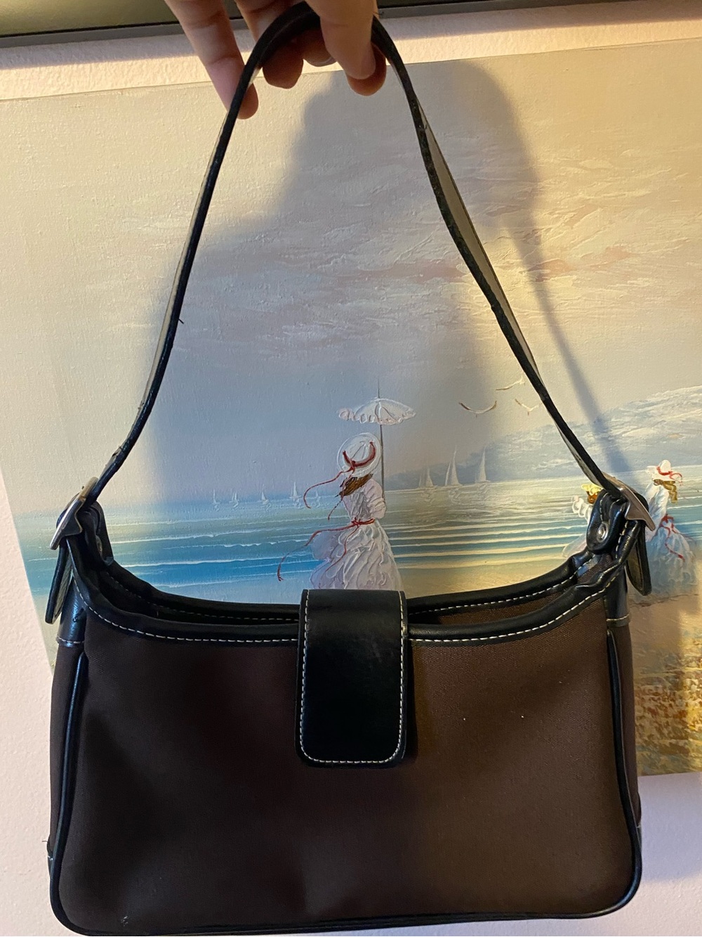 Coach Brown Shoulder Bag Leather Trim
